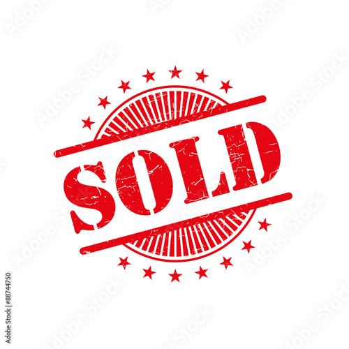 Sold grunge retro red isolated stamp