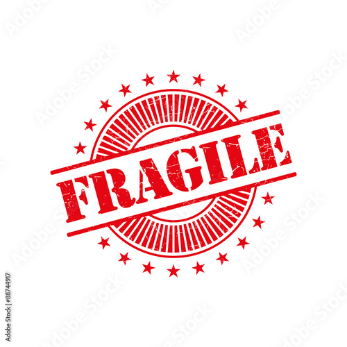 Fragile grunge retro red isolated stamp