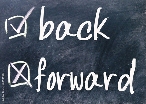 back and forward choice on blackboard photo