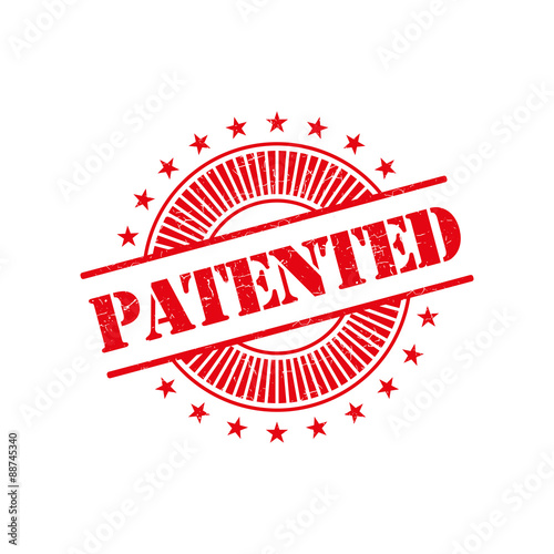 Patented grunge retro red isolated stamp