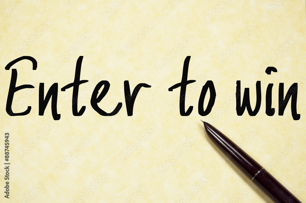 enter to win text write on paper