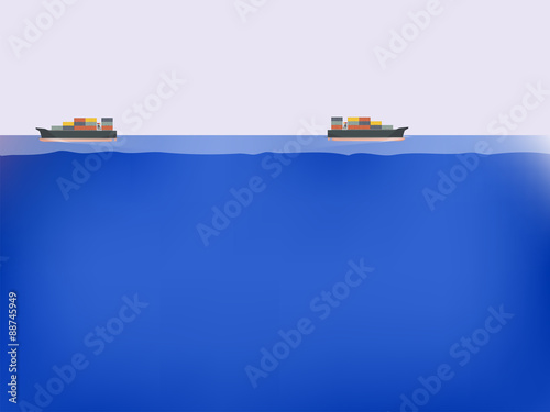 cargo ships on the blue ocean,maritime transportation concept