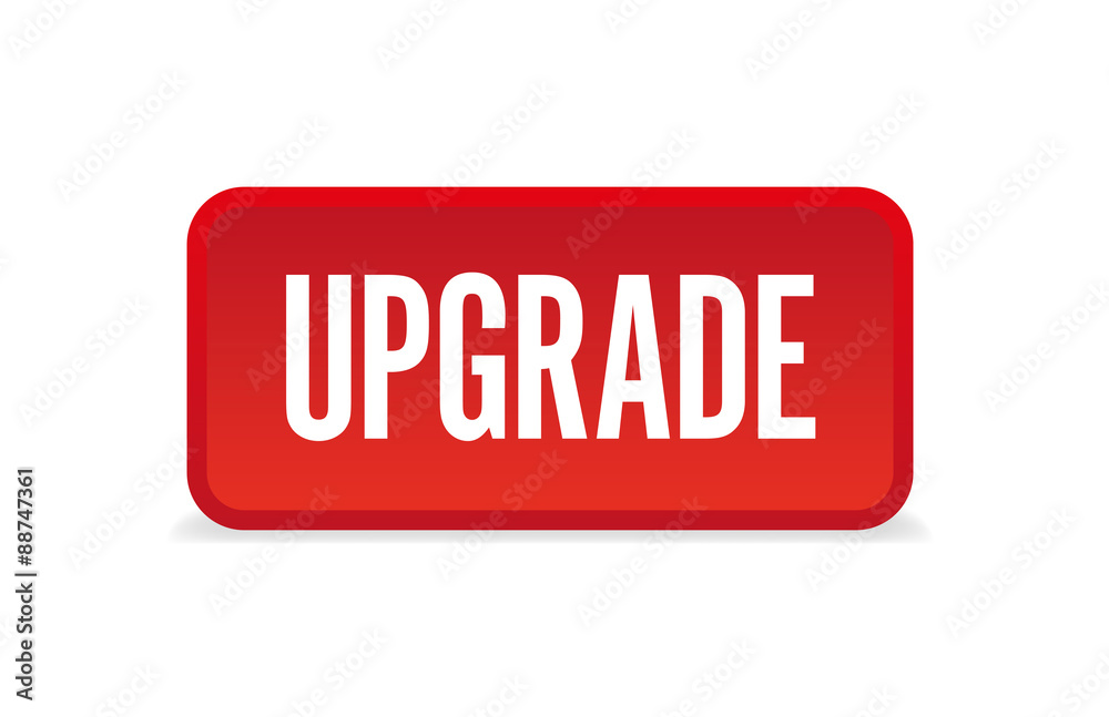 Upgrade red three-dimensional square button isolated on white background Upgrade red three-dimensional square button isolated on white background