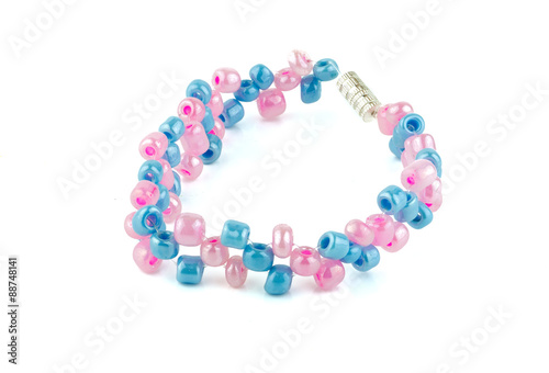 Pink with Blue Beaded Bracelets