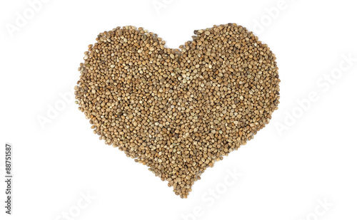 Hemp seeds in a heart shape © sarahdoow