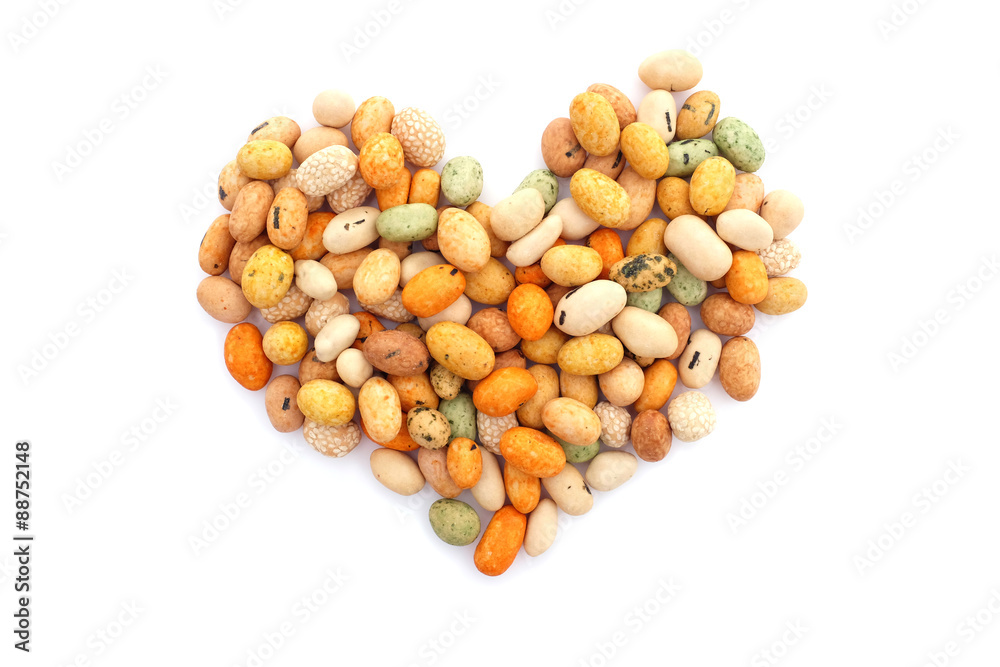 Seaweed peanuts in a heart shape Seaweed peanuts in a heart shape