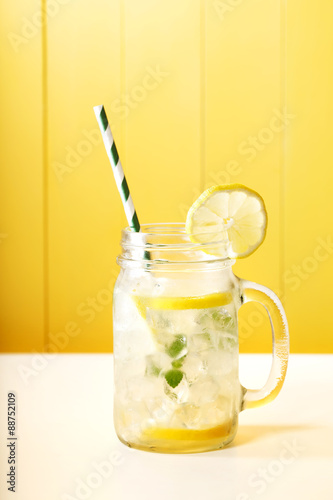 Homemade lemonade in a mason jar