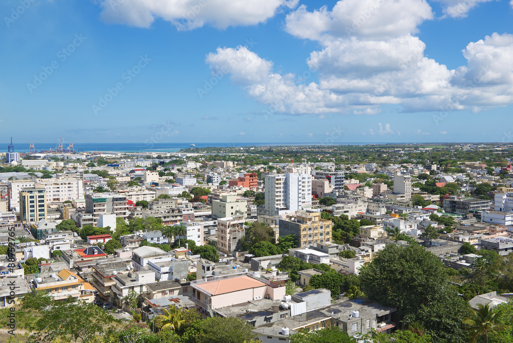 View to the city of Port Louis, Mauritius.