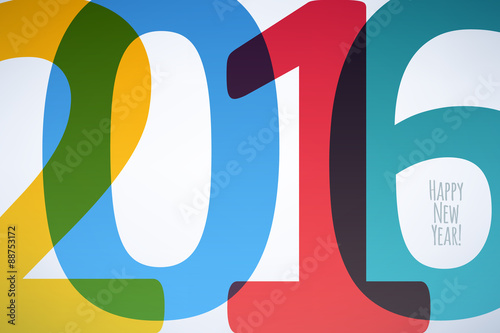 Happy New Year 2016 colorful symbol.