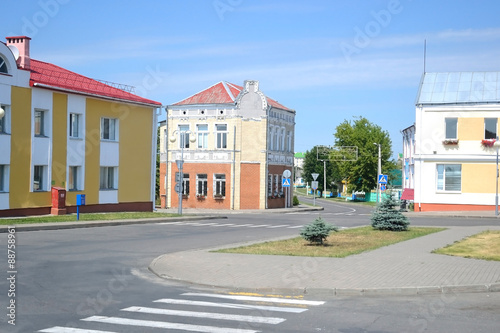 View of Komsomolskaya Square in Stolin. photo