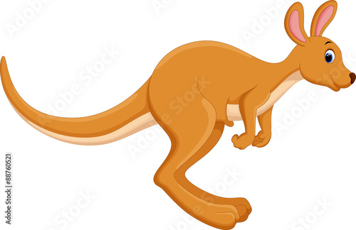 Cute kangaroo cartoon jumping photo