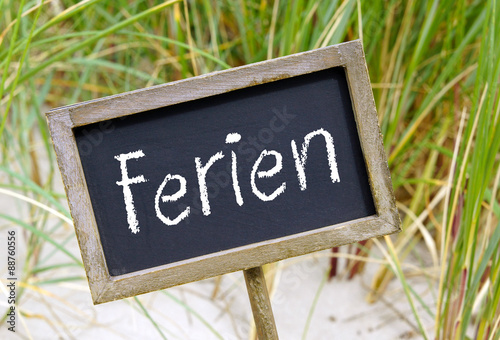 Ferien Kreidetafel am Strand