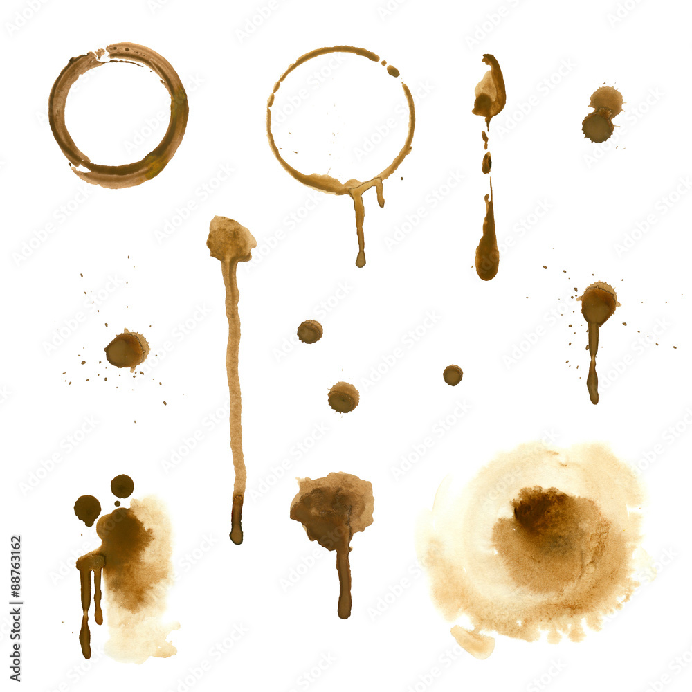 Fototapeta premium Watercolor brown spots and streaks (tea and coffee)
