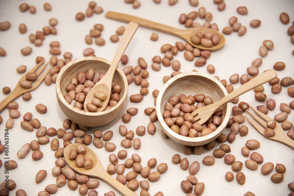 Fototapeta premium Peanuts used to make snack and foods or cook and have health benefits 