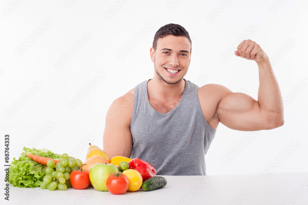 Attractive young fit man prefers healthy food Attractive young fit man prefers healthy food
