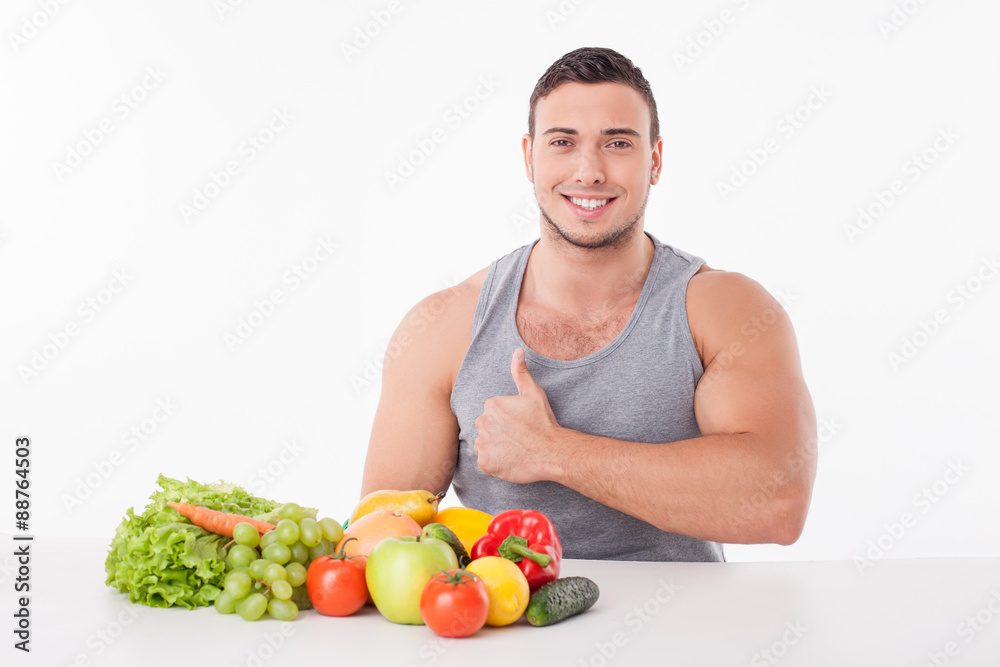 Attractive young fit man prefers healthy eating Attractive young fit man prefers healthy eating