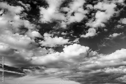 Sky clouds in black and white sky