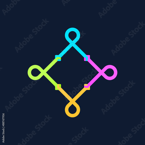 Team work logo template. Concept of community friendship, unity. Isolated on black background. Vector illustration.