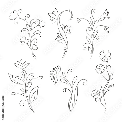 Decorative floral elements for design.