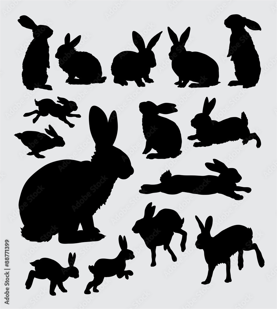 Naklejka premium Rabbit action silhouettes