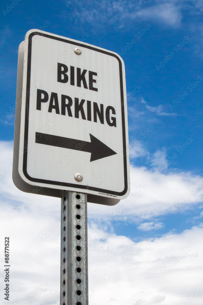 Sign for Bike Parking with an arrow Sign for Bike Parking with an arrow