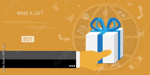 Vector online shopping gifts concept