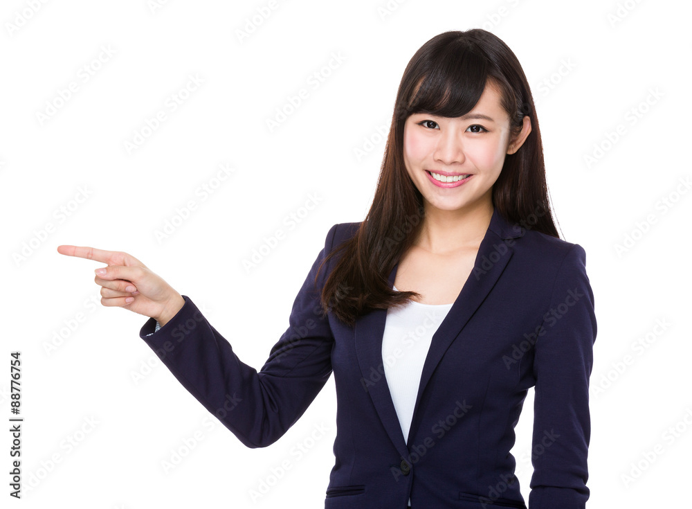 Asian young Businesswoman with finger point up Asian young Businesswoman with finger point up