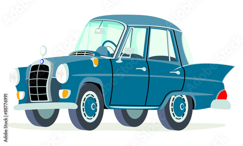 Caricatura Mercedes Benz W110-190D gris oscuro vista frontal y lateral