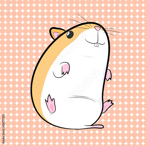 Hamster, a hand drawn vector illustration of a cute hamster, isolated on a simple background (editable).