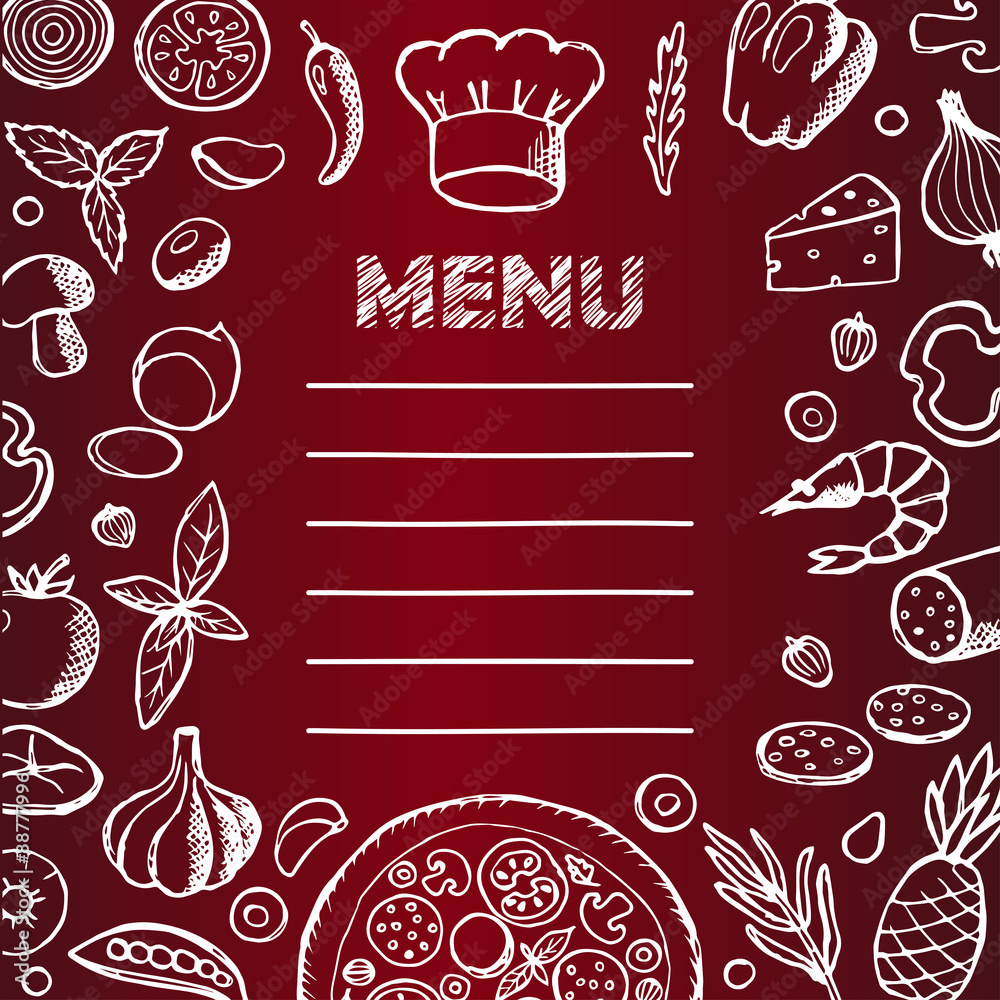 Menu with hand drawn doodle elements and chalkboard Stock Vector ...