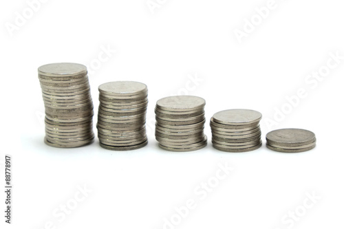 coin stack on white background
