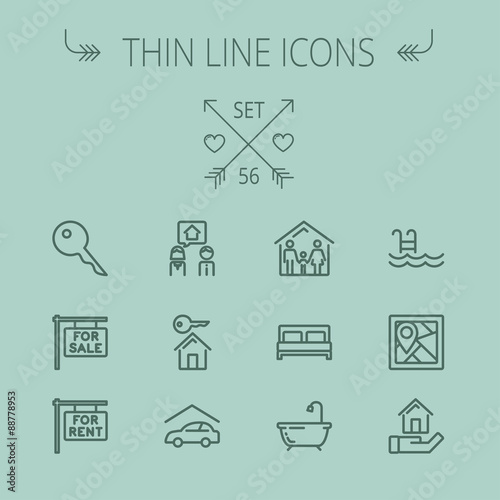 Real Estate thin line icon set