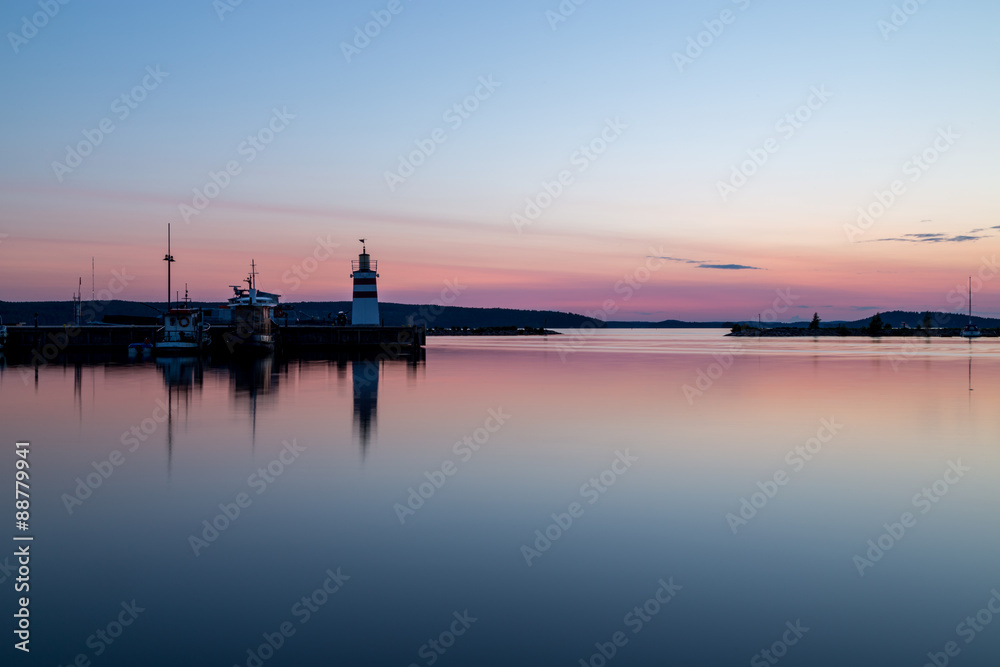 Harbor view at sunset