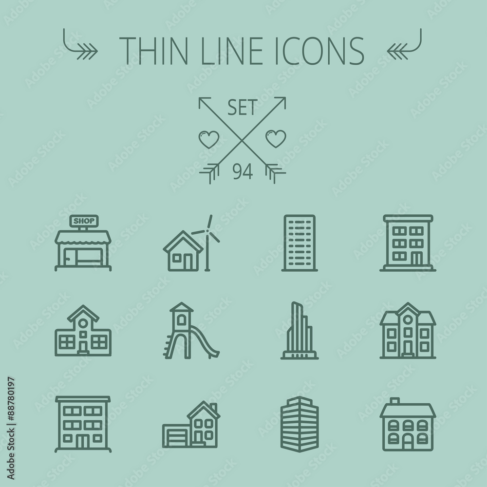 Construction thin line icon set Construction thin line icon set