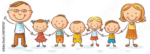 Happy family with many children