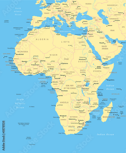 Africa map - highly detailed vector illustration.