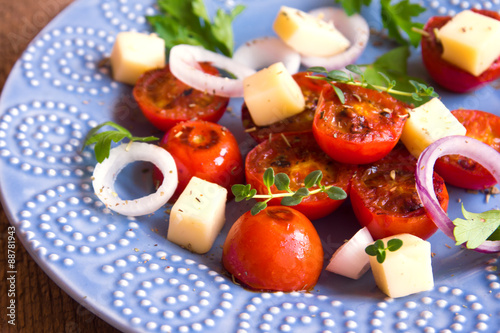 grilled tomatoes, cheese salad