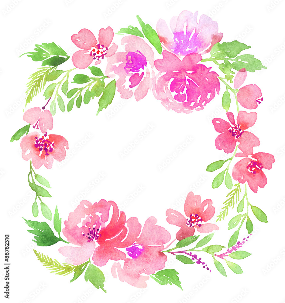 Fototapeta premium Watercolor wreath. Handmade. Illustration.