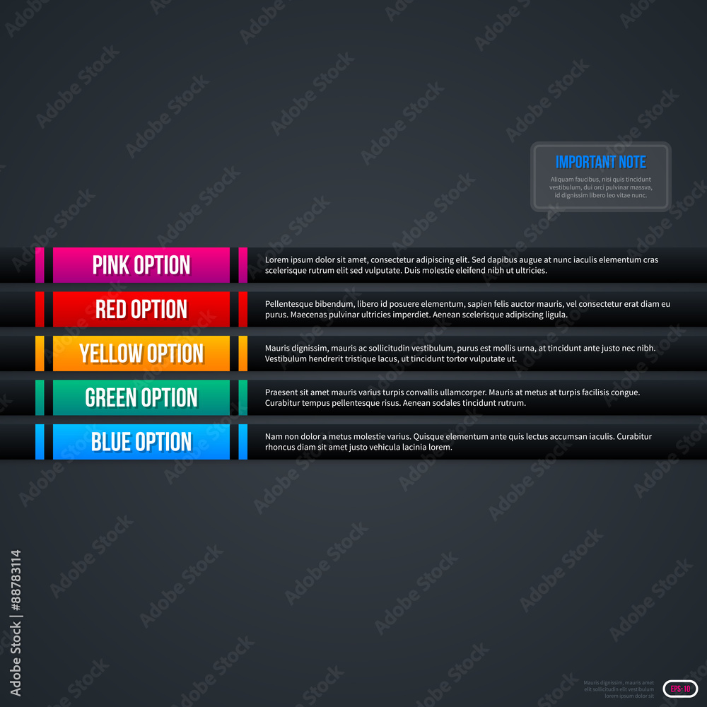 Naklejka premium Corporate menu with five options. EPS 10