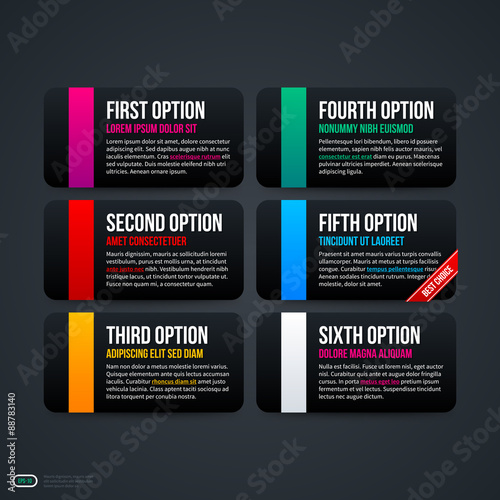 Set of 6 simple horizontal options for web. EPS 10