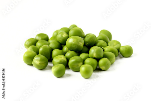 Green peas macro on a white background