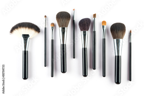 a set of cosmetic brush,  High Angle view, fashion and beauty