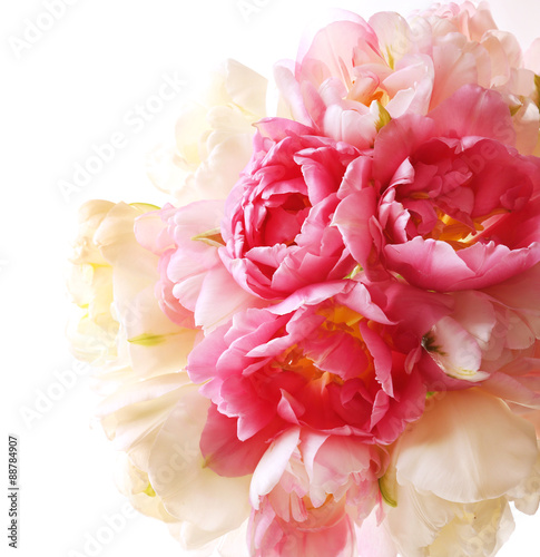 Bouquet of fresh tulips isolated on white