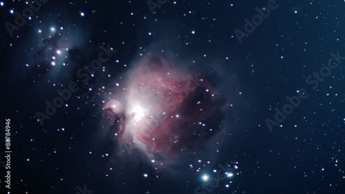 Orion Nebula Night sky The Orion Nebula is a diffuse nebula situated in the Milky Way south of Orion's Belt in the constellation of Orion