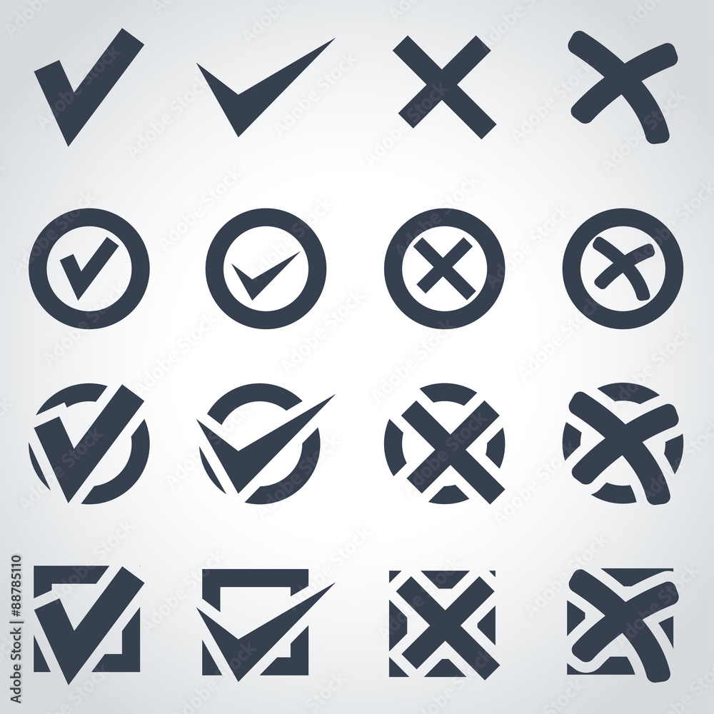 Vector black check marks icon set