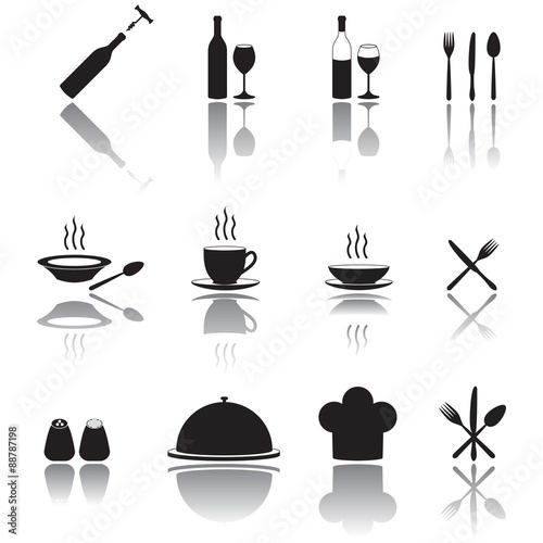 Cutlery and restaurant icon set. Vector illustation.