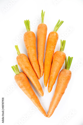 Fresh ripe carrots isolated on white
