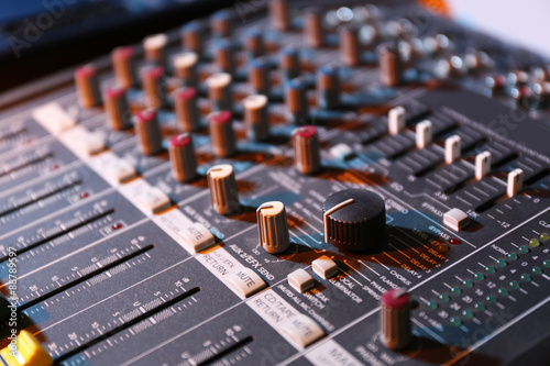 sound music mixer control panel close up