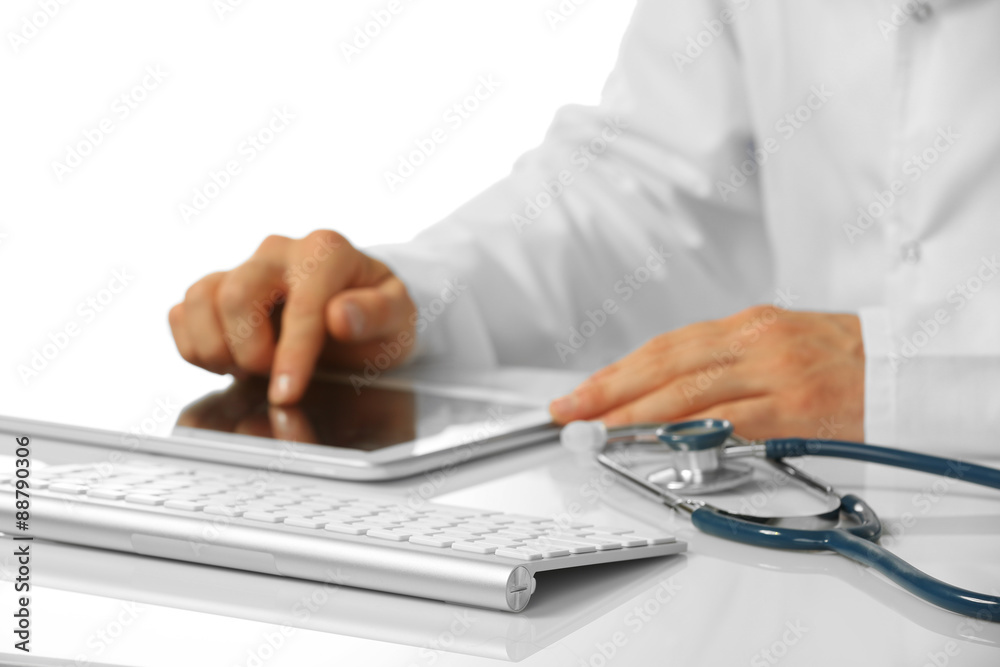Fototapeta premium Doctor working at table close up