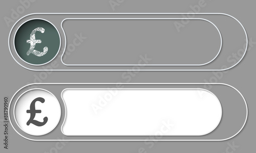 Set of two simple buttons and pound sterling symbol